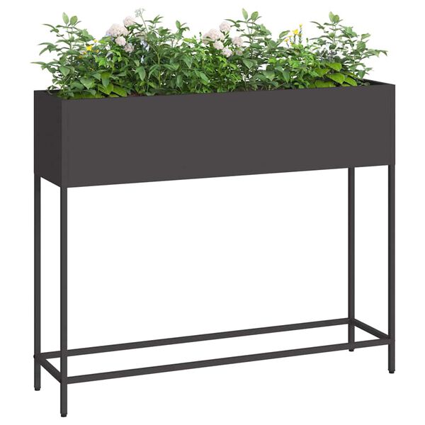 vidaXL Povi&scaron;eni Vrtni Planter Crna 100 x 26 x 82 cm Čelik