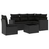 vidaXL 6-dijelni set vrtnih sofa s jastucima crni od poliratana