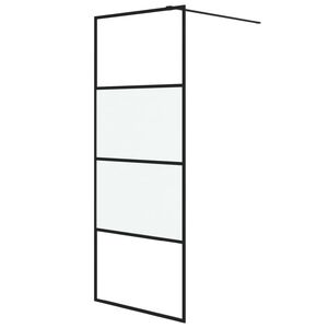 vidaXL Pregrada za tu&scaron; crna 80 x 195 cm s napola mutnim staklom ESG