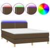 vidaXL Krevet box spring s madracem LED tamnosmeđi 140x200 cm tkanina