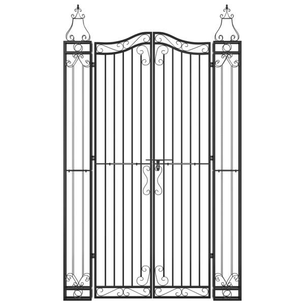 vidaXL Vrtna vrata crna 121 x 8 x 200 cm od kovanog željeza