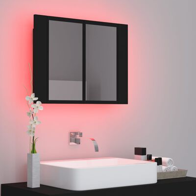 vidaXL LED kupaonski ormarić s ogledalom crni 60x12x45 cm akrilni