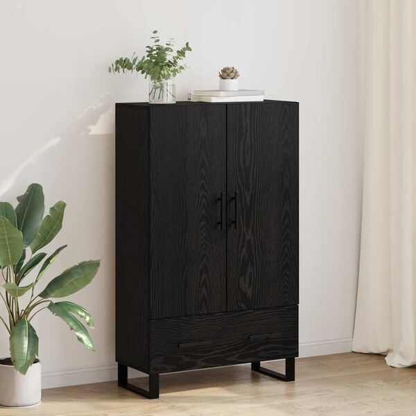 vidaXL Highboard Crni hrast 69,5 x 30 x 115 cm Konstruirano drvo