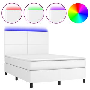 vidaXL Krevet box spring s madracem LED bijeli 140x200 cm umjetna koža