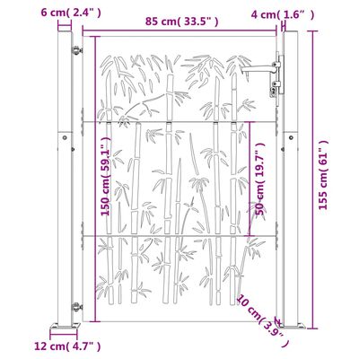 vidaXL Vrtna vrata 105 x 155 cm od čelika COR-TEN s uzorkom bambusa