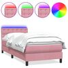 vidaXL Box Spring krevet s madracem i LED ružičasti 90x210 cm samt