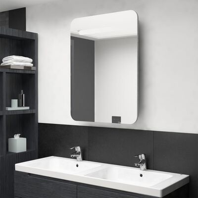 vidaXL LED kupaonski ormarić s ogledalom boja betona 60 x 11 x 80 cm