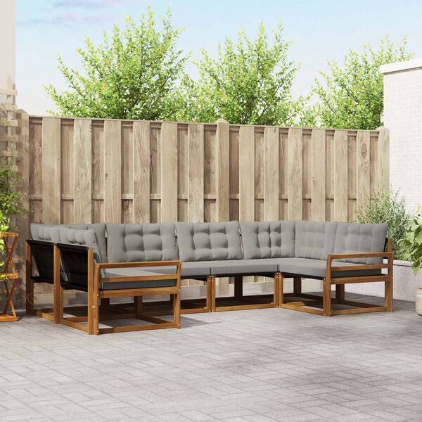 vidaXL Set vanjskih sofa s jastukom 6 pcs Prirodna i svijetlo siva