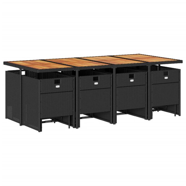 vidaXL 13-dijelni vrtni blagovaonski set s jastucima poliratan crni