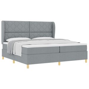 vidaXL Krevet s opruga kutije Svijetlo siva 200 x 200 cm tkanina