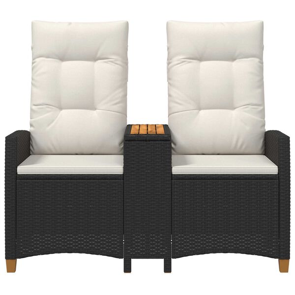 vidaXL Rekreativna klupa s stolom Crna i krem-bijela 126 x 65 x 112 cm