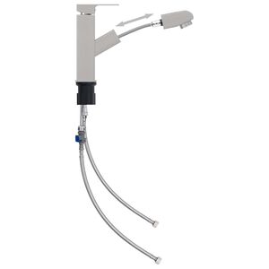 vidaXL Slavina za umivaonik s funkcijom izvlačenja srebrna 157x172 mm