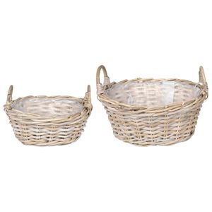 vidaXL Ko&scaron;arica za saksije s pohranom 2 pcs Siva Lacak ratan