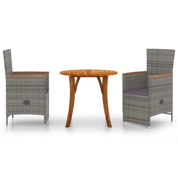 vidaXL 3-dijelni vrtni blagovaonski set sivi