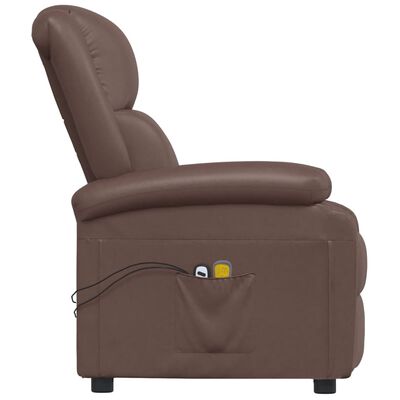 vidaXL Električna masažna fotelja od umjetne kože smeđa