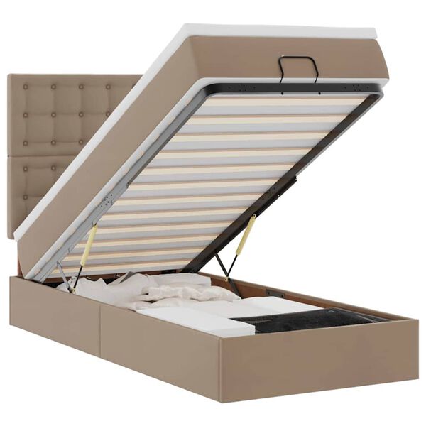 vidaXL Otomanski krevet s madracem cappuccina 90x190cm umjetna koža