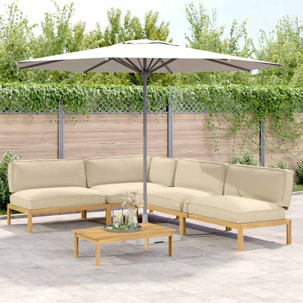 vidaXL Set sofe s jastukom Jednobojno 5 pcs Bež Čvrsto drvo akacije