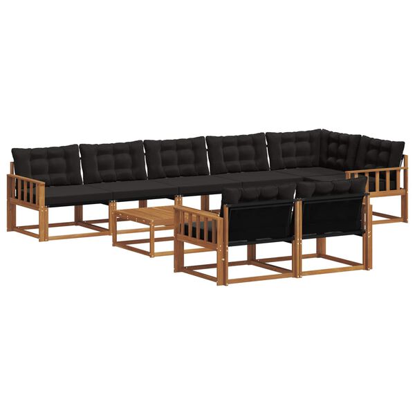 vidaXL Set vanjskih sofa s jastukom 9 pcs Prirodna i crna