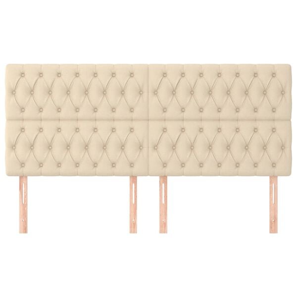 vidaXL Uzglavlje krem boje 200x7x118/128 cm tkanina