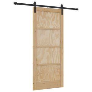 vidaXL Klizna vrata 86 x 198,5 cm Masivna borovina Prirodna i crna