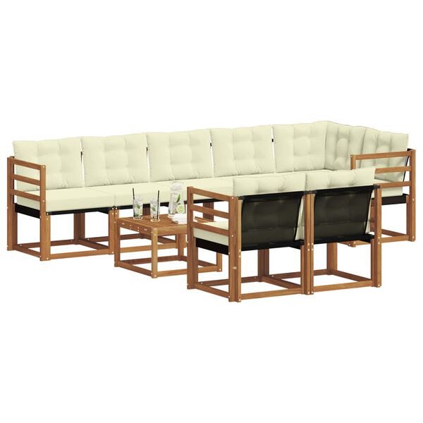 vidaXL Set vanjskih sofa s jastukom 9 pcs Prirodna i krem