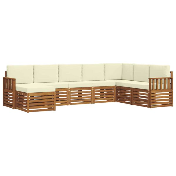 vidaXL Setovi sofa 8 pcs Prirodna i krem Čvrsto drvo akacije