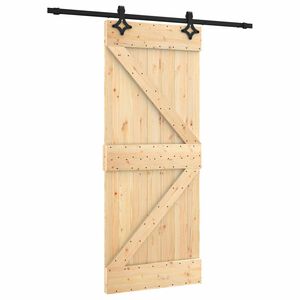 vidaXL Klizna vrata Prirodna i crna 85 x 210 cm Čvrsta borovina