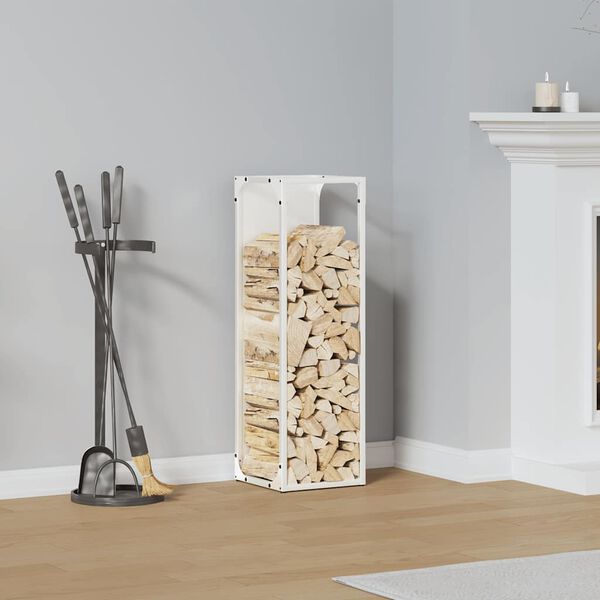 vidaXL Stalak za drva bijeli 25x25x80 cm Hladno valjani čelik