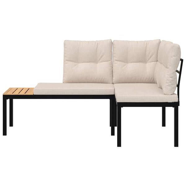 vidaXL Vrtne klupe s jastucima 2 kom crne od čelika obloženog prahom