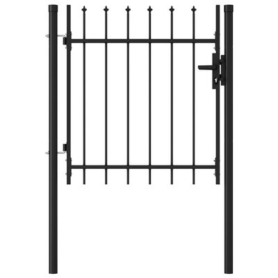 vidaXL Jednostruka vrata za ogradu sa šiljcima na vrhu 1 x 1 m crna