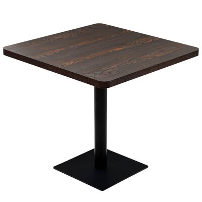 vidaXL Kvadratni stol za bistro od MDF-a i čelika 80x80x75 cm tamni pepeljasti