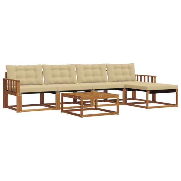vidaXL Set vanjskih sofa s jastukom 6 pcs Prirodna i bež