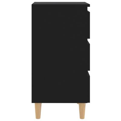 vidaXL Noćni ormarić s nogama od masivnog drva crni 40 x 35 x 69 cm