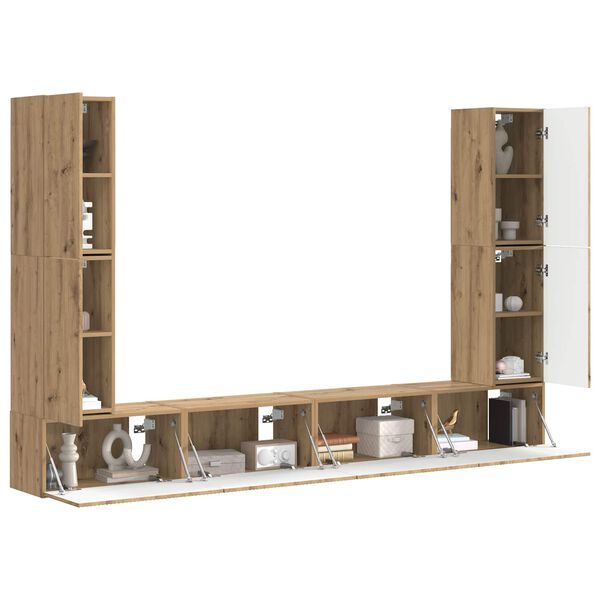 vidaXL Set TV komoda 8 pcs Umjetnički hrast Konstruirano drvo