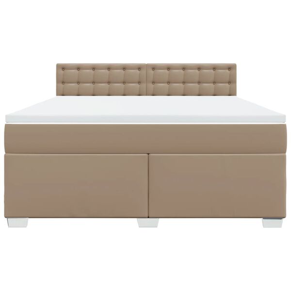 vidaXL Krevet box spring s madracem cappuccino 180x200 cm umjetna koža