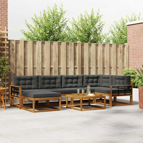 vidaXL Set vanjskih sofa s jastukom 7 pcs Prirodna i antracit