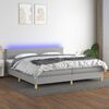 vidaXL Krevet box spring s madracem LED svjetlosivi 200x200 cm tkanina