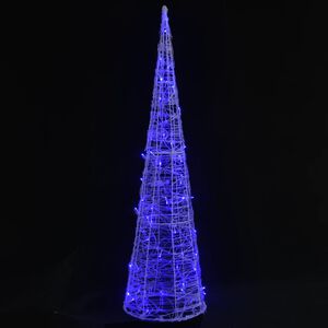 vidaXL Akrilni ukrasni stožac s LED svjetlima plavi 120 cm