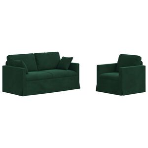 vidaXL Set sofe 2 kom. Tamnozelena Bar&scaron;un