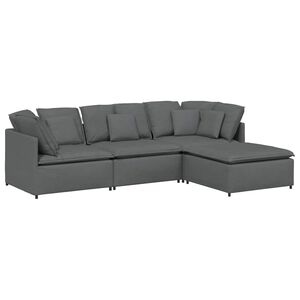 vidaXL Modularna sofa s podnožjem i jastucima, tkanina, tamno siva