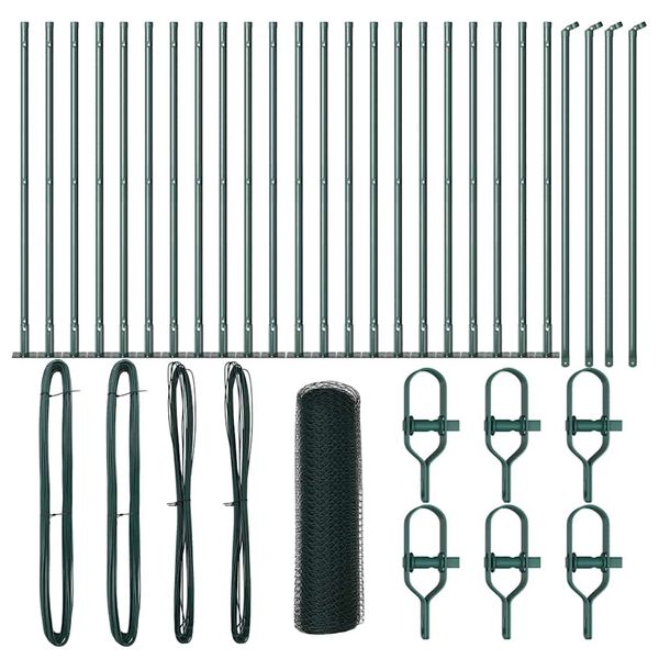 vidaXL Stup za ogradu Zelena 50 x 0,6 m (mreža 13 mm) Čelik i PVC