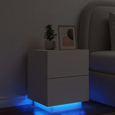vidaXL Noćni ormarić s LED svjetlima bijeli od konstruiranog drva