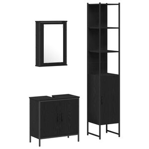 vidaXL Set namje&scaron;taja za kupaonicu 3 kom. Crna 33 x 33 x 185,5 cm