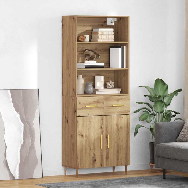 vidaXL Highboard Umjetnički hrast 69,5 x 34 x 180 cm Konstruirano drvo
