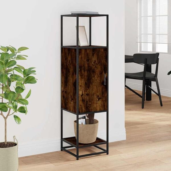 vidaXL Visoka ploča dimljeni hrast 35,5x35x139cm izrađeno drvo i metal