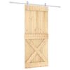 vidaXL Klizna vrata Prirodna i bijela 90 x 210 cm Čvrsta borovina