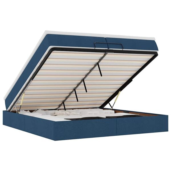 vidaXL Otomanski okvir kreveta s madracima plavi 200x200cm tkanine