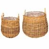 vidaXL Vazon ko&scaron; s pohranom 2 pcs Smeđa Lacak Ratan