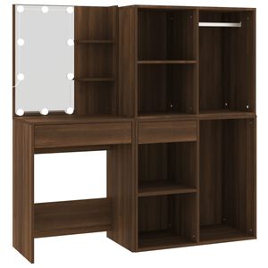 vidaXL LED toaletni stolić s ormarićima boja hrasta konstruirano drvo