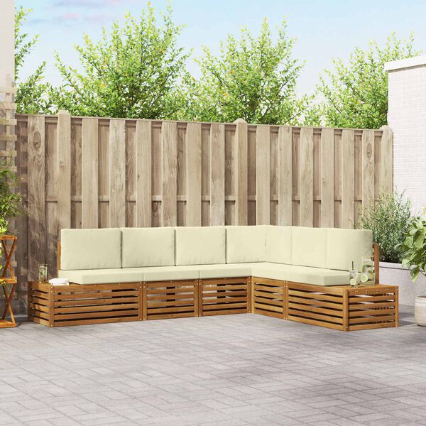 vidaXL Set vanjskih sofa s jastukom 6 Komad Prirodna i krem